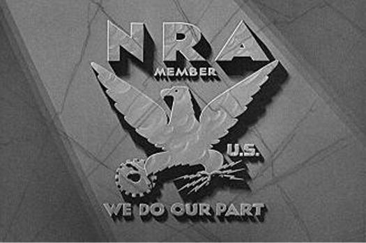 Logo of the National Recovery Administration (NRA) as displayed in movies by cooperating filmmakers.