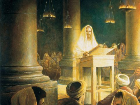 Christ teaching in the synagogue
