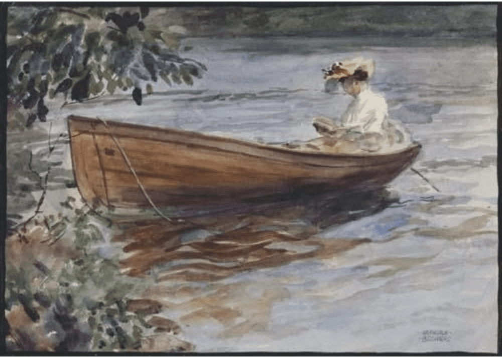 Arthur Becher: Woman Reading in a Boat, ca. 1910
